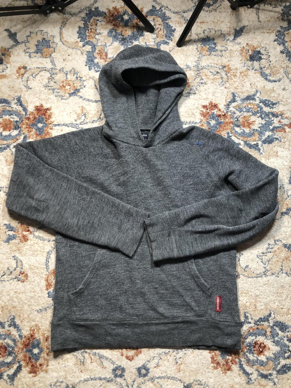 Abercrombie & Fitch Hoodie Mens Medium Gray Wool Blend Pullover Hooded Sweater